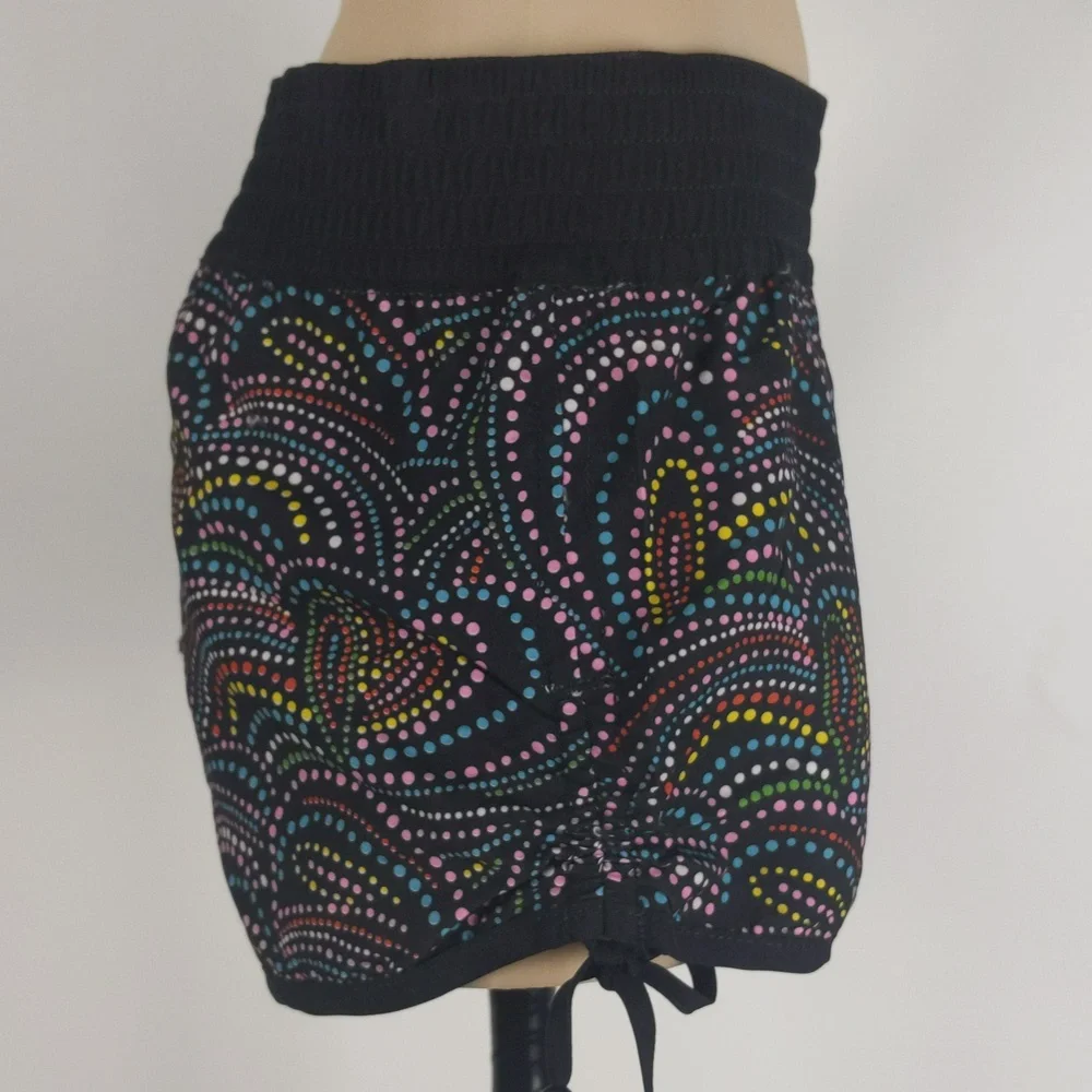 Target Womens Board Shorts Size 8 Black Pink Spot Elastic Waist Ruched Sides NEW - Picture 6 of 9